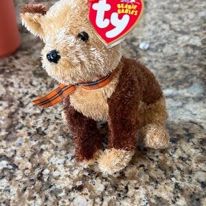 Ty Beanie Babies Plush Dog with Orange Ribbon